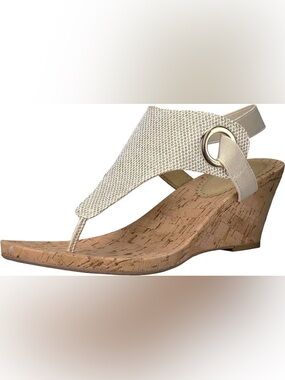 WHITE MOUNTAIN Metallic Mesh Cork Thong Sandals